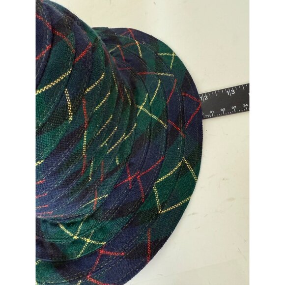 Tartan Plaid Bucket Hat VTG 90s Fall Streetwear Vibe Retro Festival Cap Ribbed - Picture 10 of 14